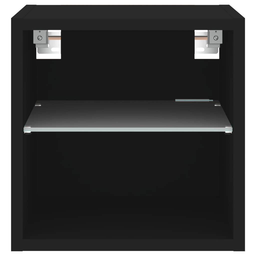 TV nástenná skrinka s LED svetlami čierna 30x28,5x30 cm