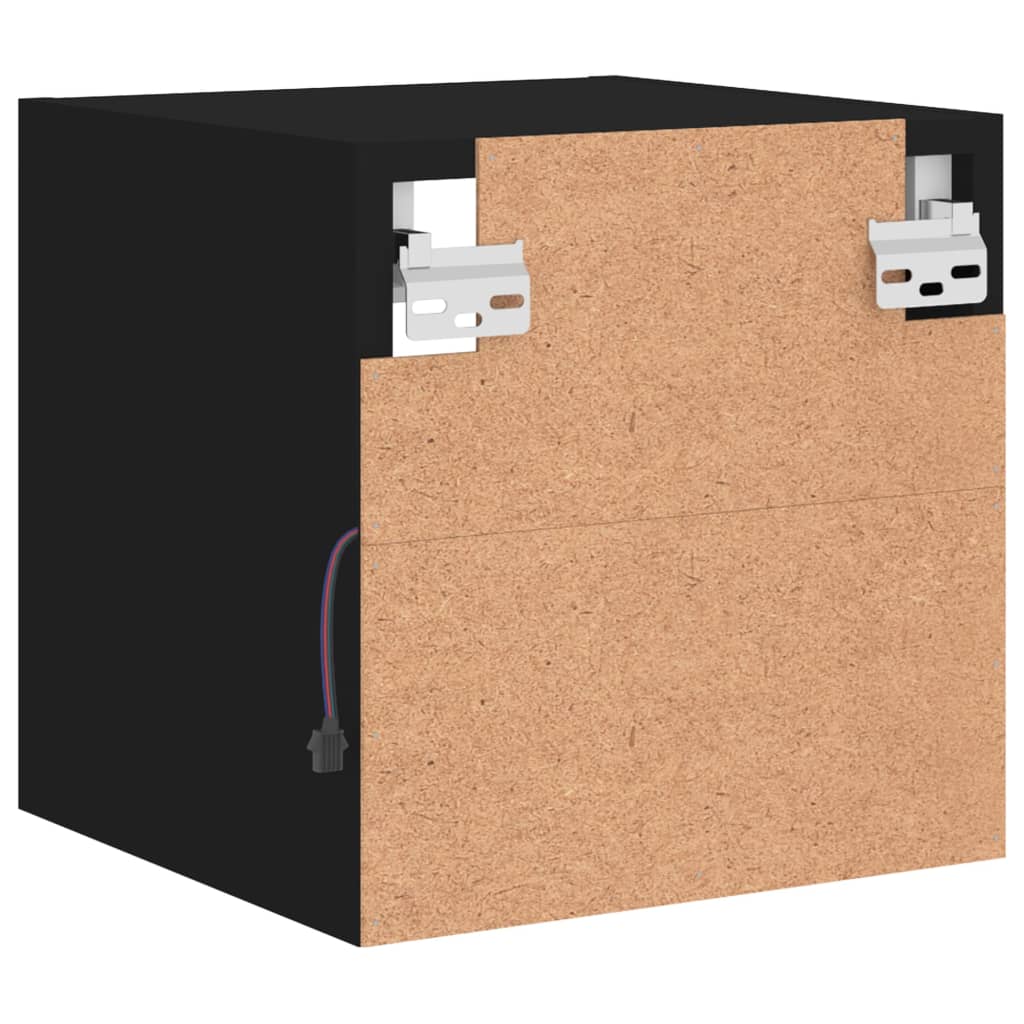 TV nástenná skrinka s LED svetlami čierna 30x28,5x30 cm