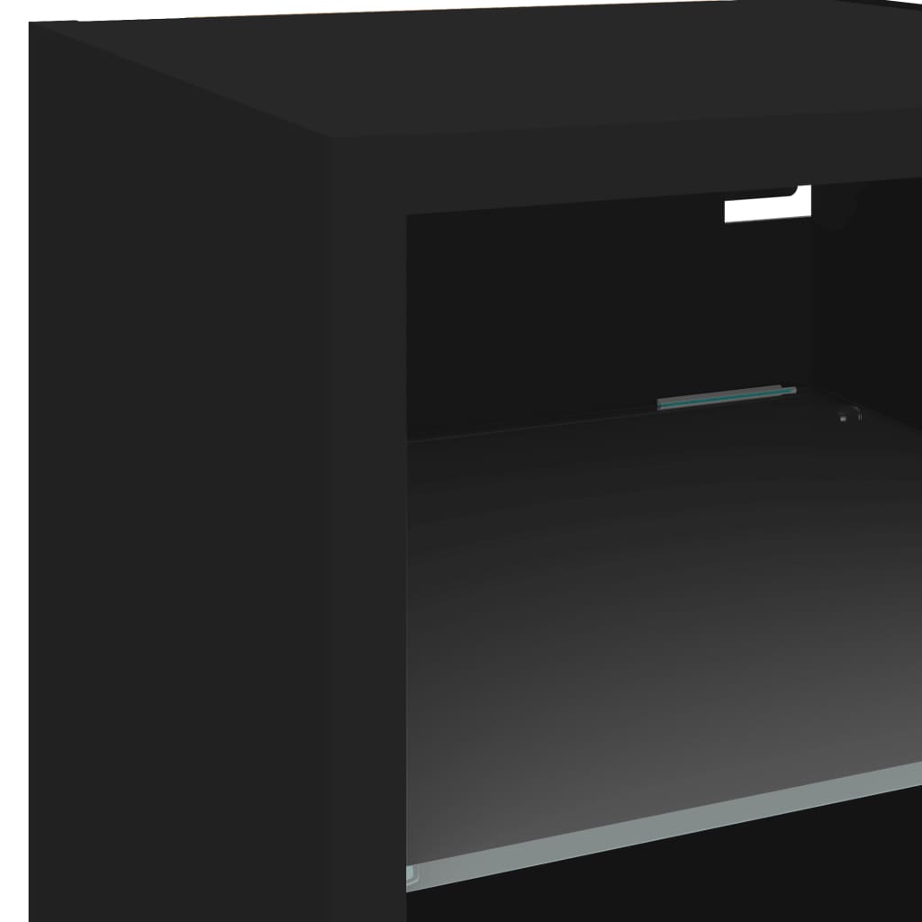 TV nástenná skrinka s LED svetlami čierna 30x28,5x30 cm