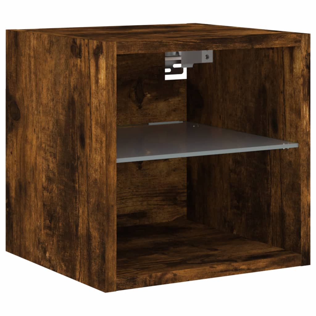 TV nástenná skrinka s LED svetlami dymový dub 30x28,5x30 cm