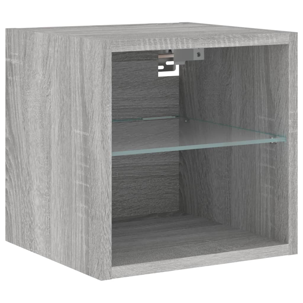 TV nástenná skrinka s LED svetlami sivá sonoma 30x28,5x30 cm