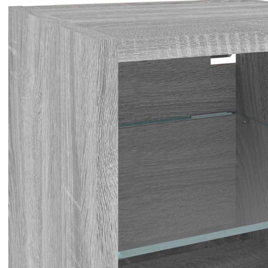TV nástenná skrinka s LED svetlami sivá sonoma 30x28,5x30 cm