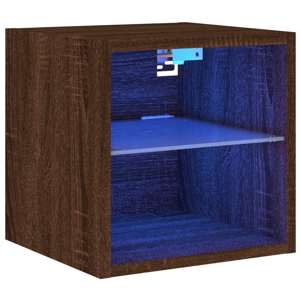 TV nástenná skrinka s LED svetlami hnedý dub 30x28,5x30 cm