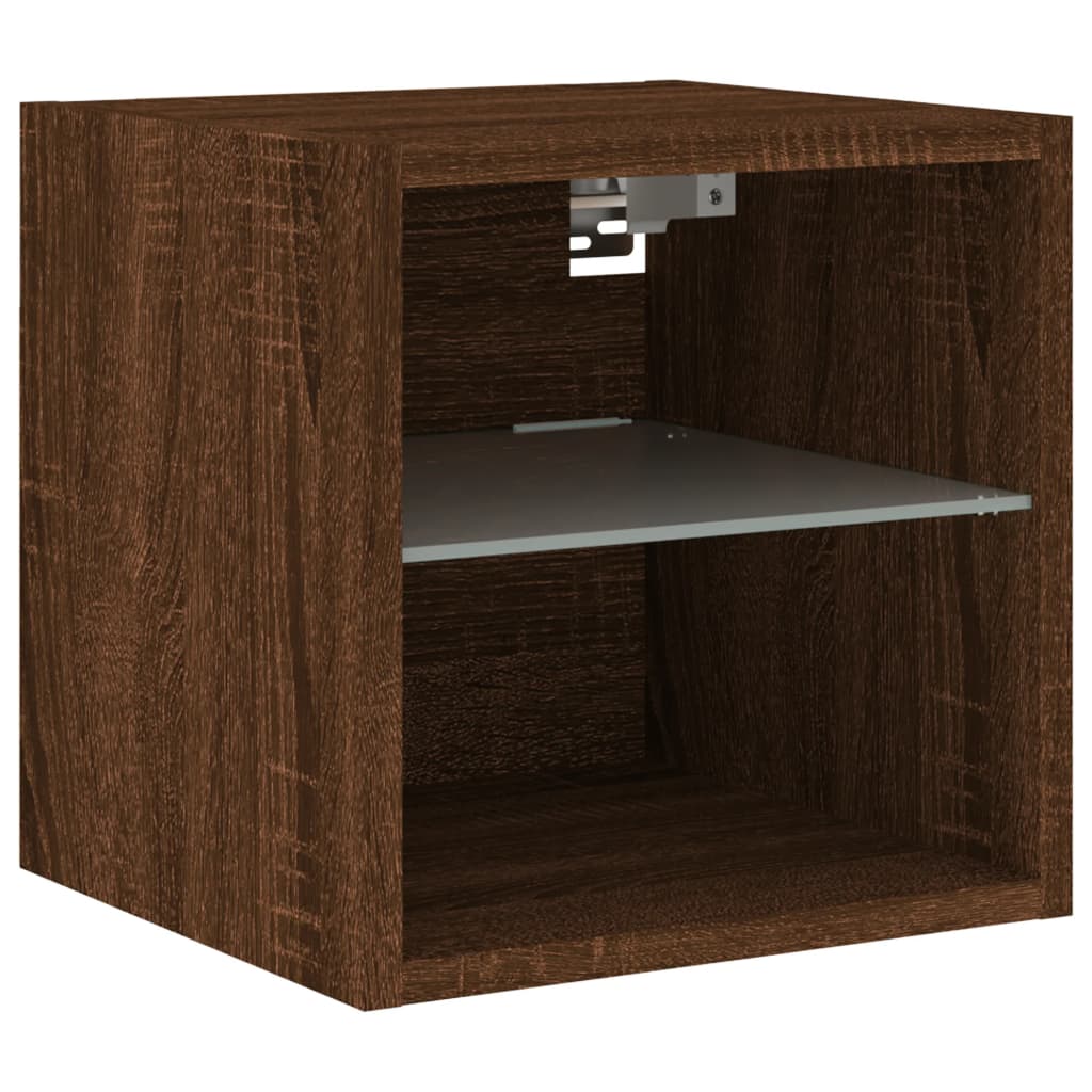 TV nástenná skrinka s LED svetlami hnedý dub 30x28,5x30 cm