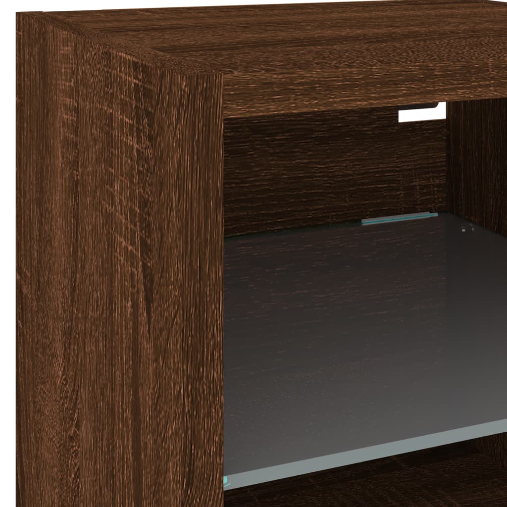 TV nástenná skrinka s LED svetlami hnedý dub 30x28,5x30 cm