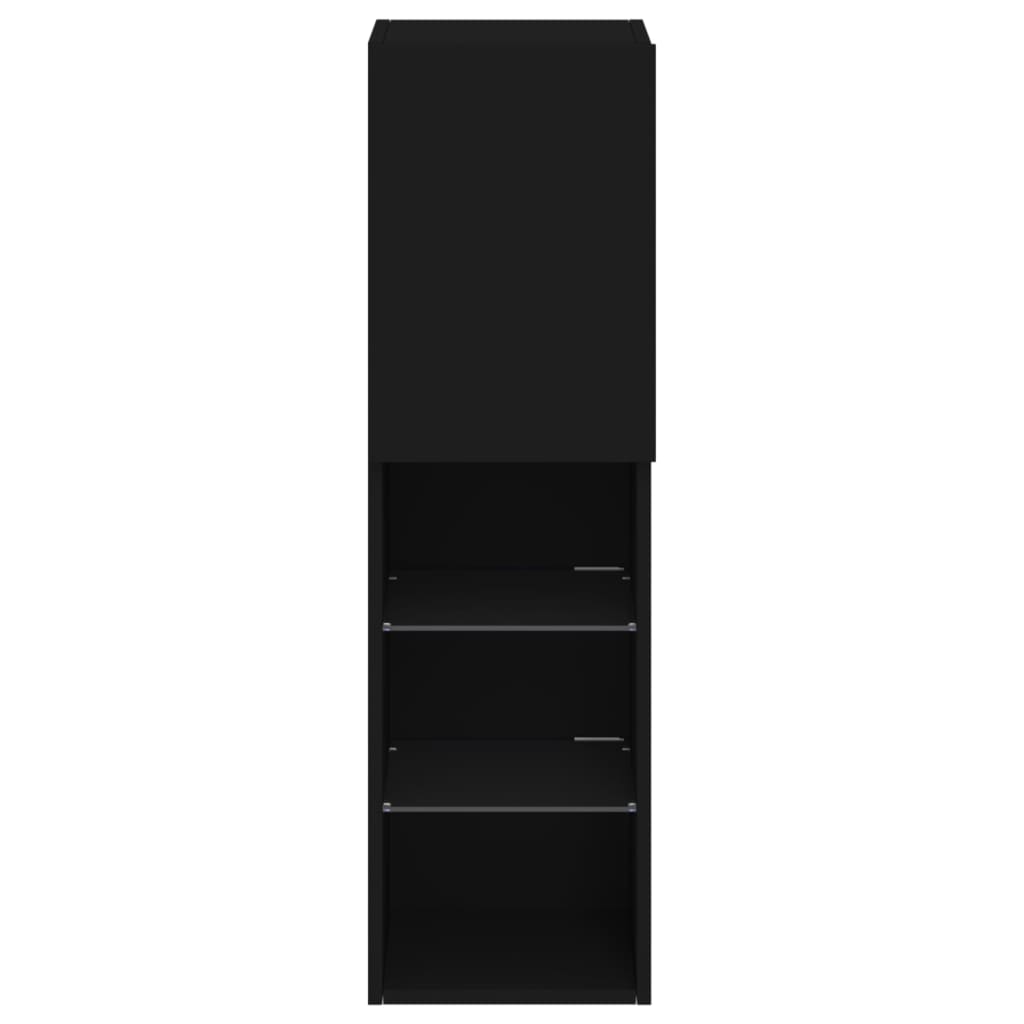 TV skrinka s LED svetlami čierna 30,5x30x102 cm