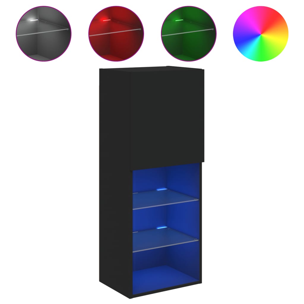 TV skrinka s LED svetlami čierna 40,5x30x102 cm