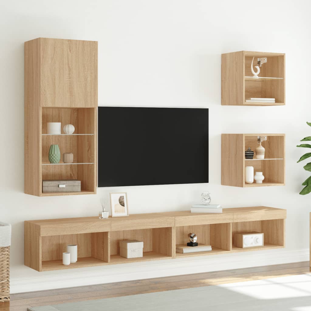 TV skrinka s LED svetlami dub sonoma 40,5x30x102 cm