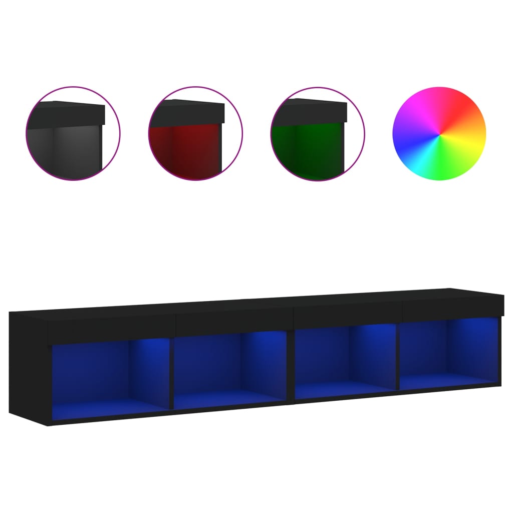 TV skrinky s LED svetlami 2 ks čierne 80x30x30 cm
