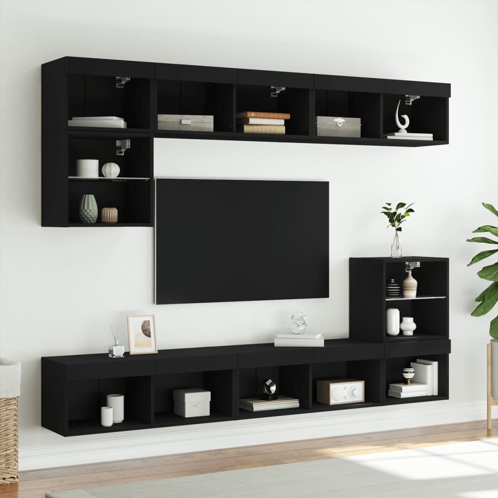 TV skrinky s LED svetlami 2 ks čierne 80x30x30 cm