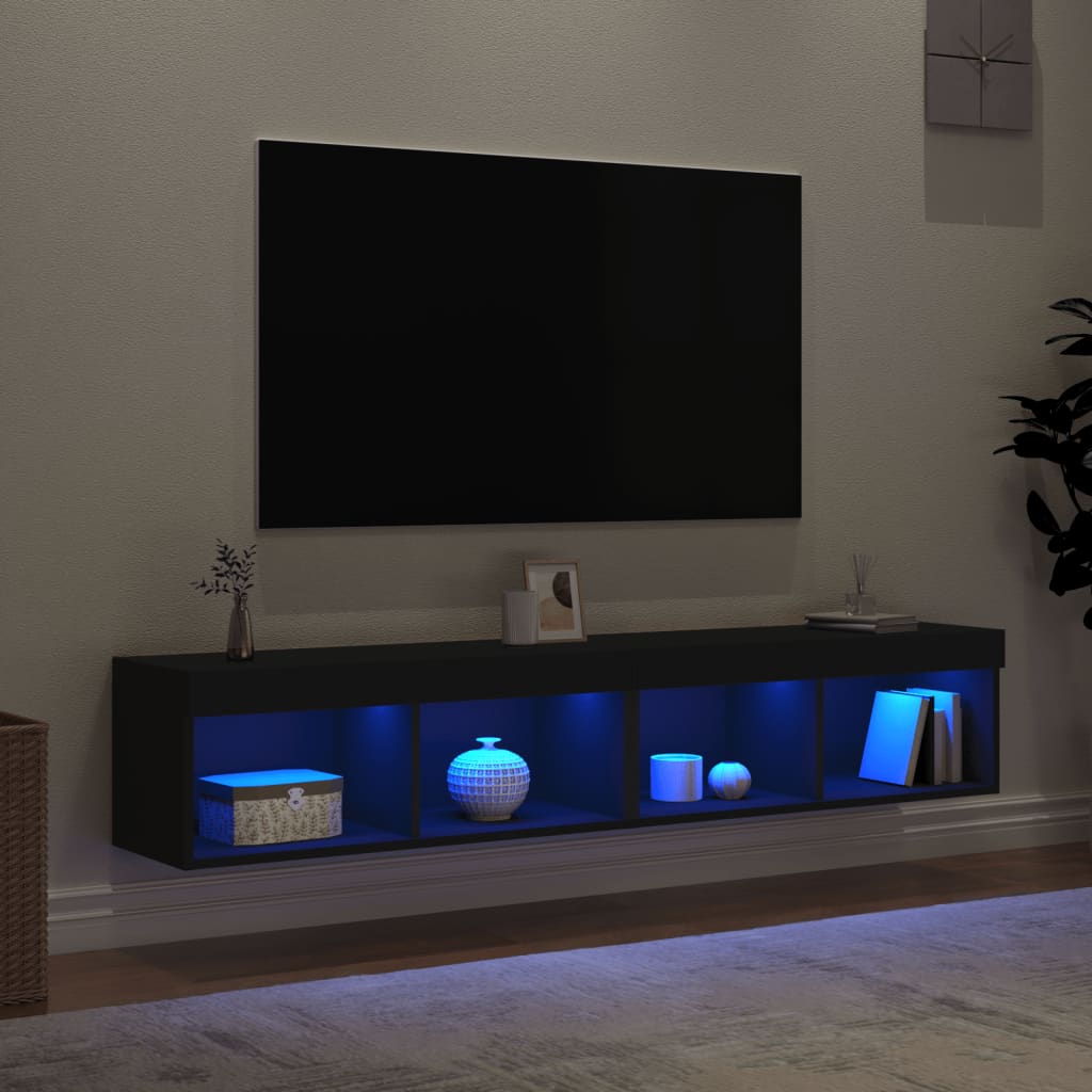 TV skrinky s LED svetlami 2 ks čierne 80x30x30 cm