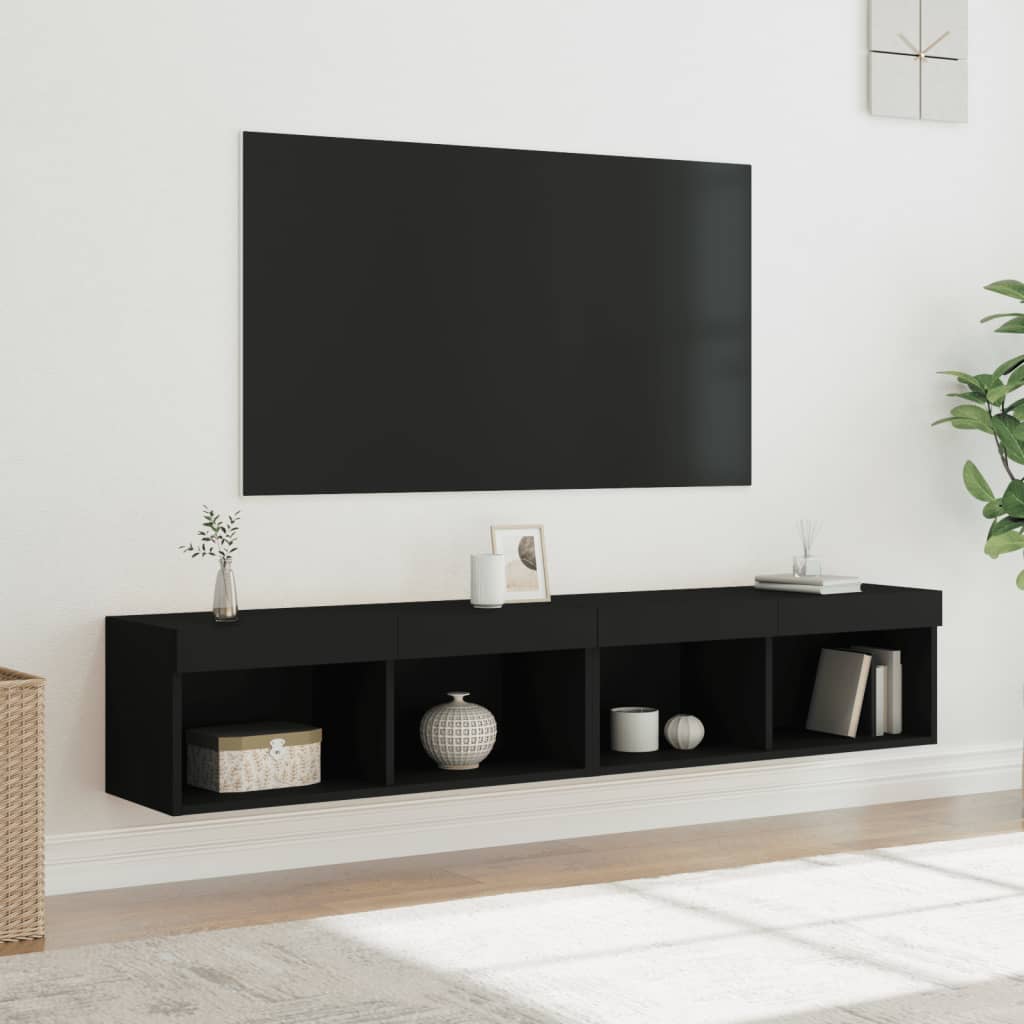 TV skrinky s LED svetlami 2 ks čierne 80x30x30 cm