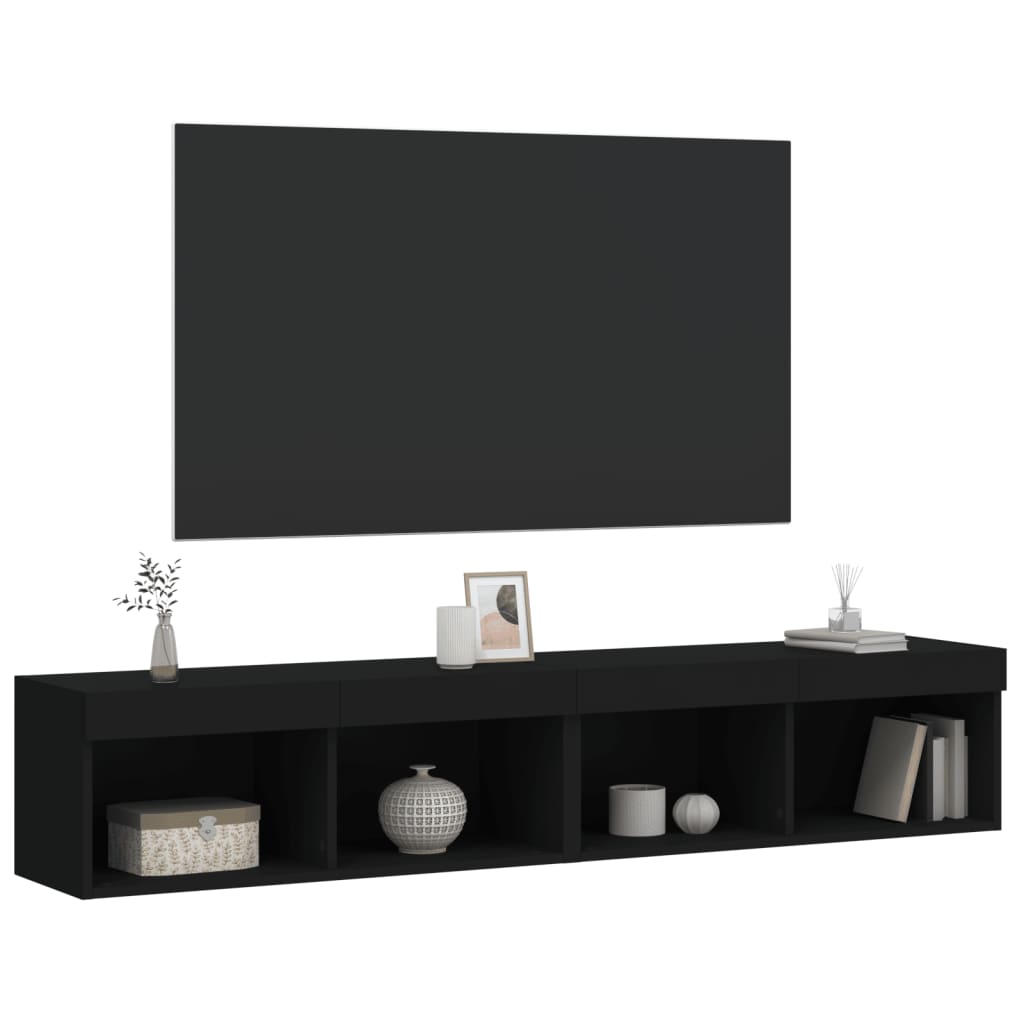 TV skrinky s LED svetlami 2 ks čierne 80x30x30 cm