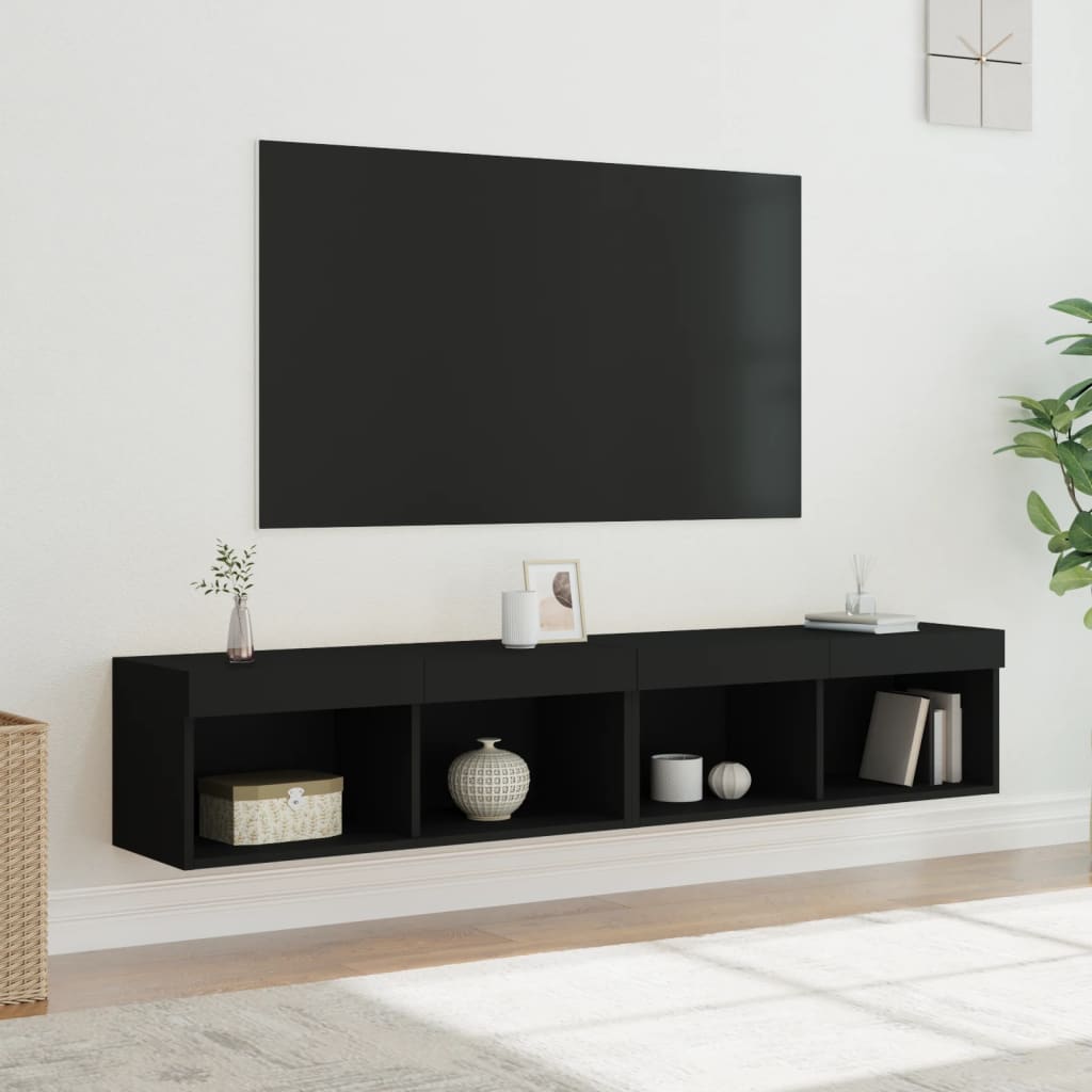 TV skrinky s LED svetlami 2 ks čierne 80x30x30 cm