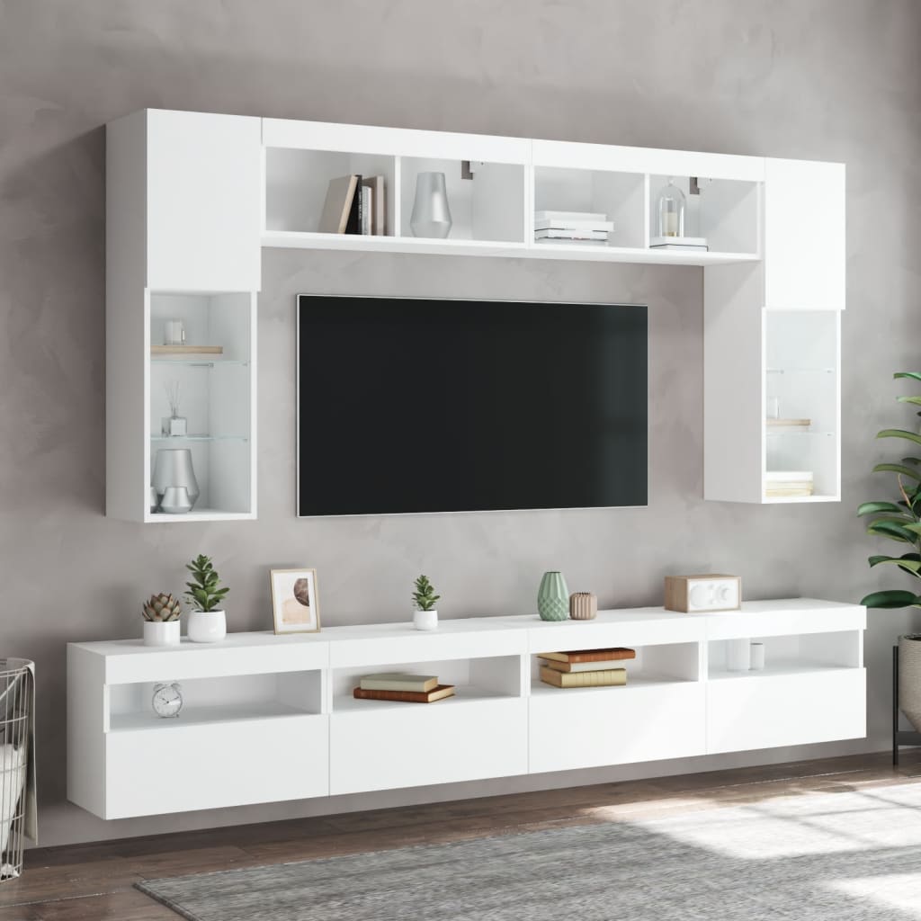 TV nástenná skrinka s LED svetlami biela 60x30x40 cm