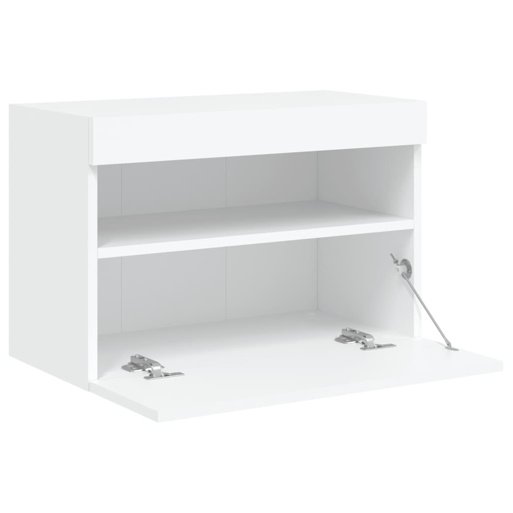 TV nástenná skrinka s LED svetlami biela 60x30x40 cm