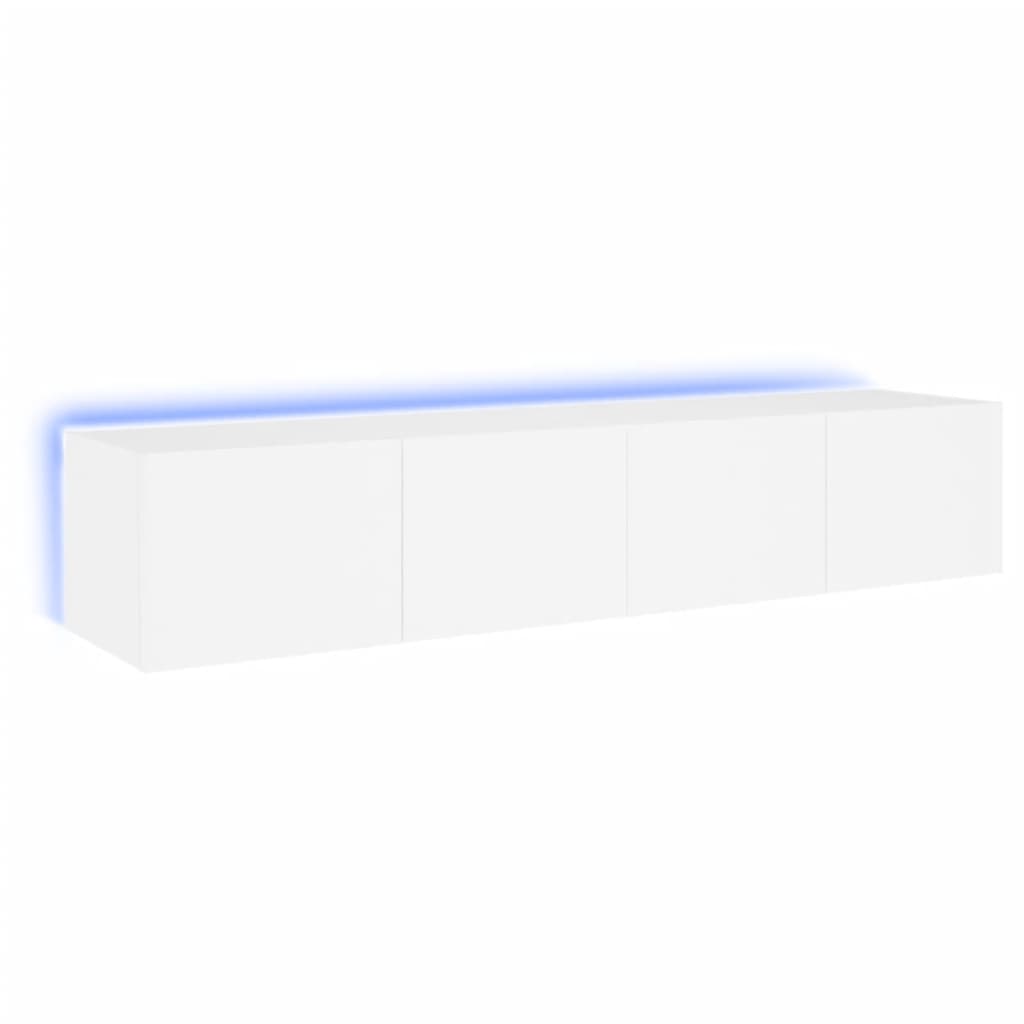 TV nástenné skrinky s LED svetlami 2 ks biele 80x35x31 cm