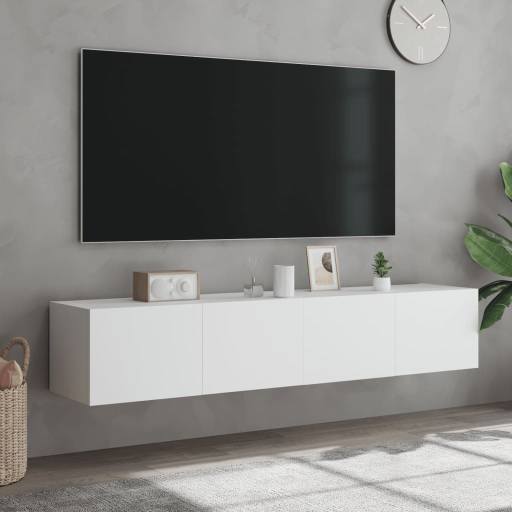 TV nástenné skrinky s LED svetlami 2 ks biele 80x35x31 cm