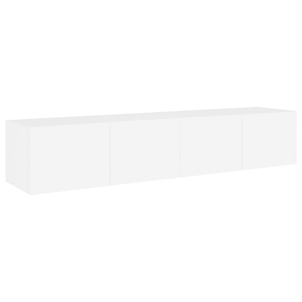 TV nástenné skrinky s LED svetlami 2 ks biele 80x35x31 cm