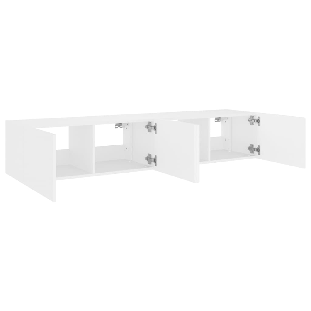 TV nástenné skrinky s LED svetlami 2 ks biele 80x35x31 cm