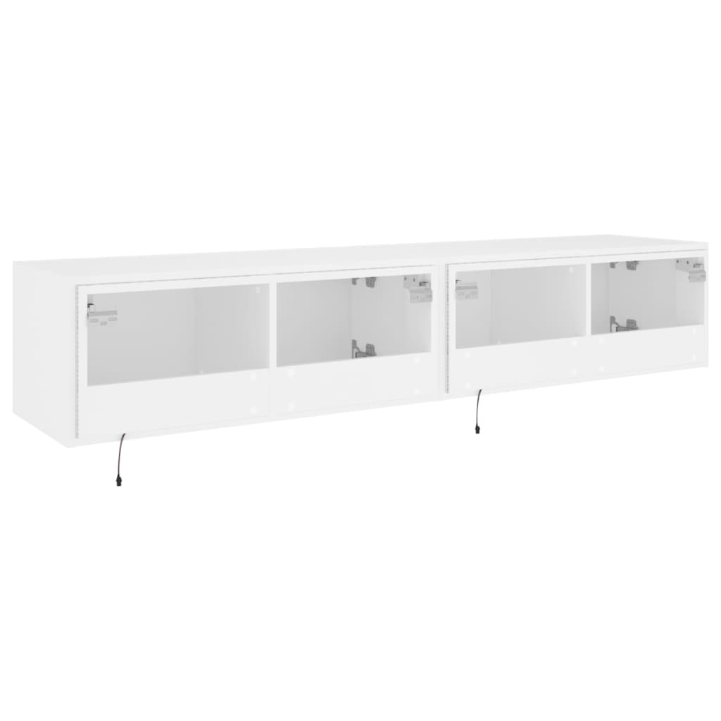 TV nástenné skrinky s LED svetlami 2 ks biele 80x35x31 cm