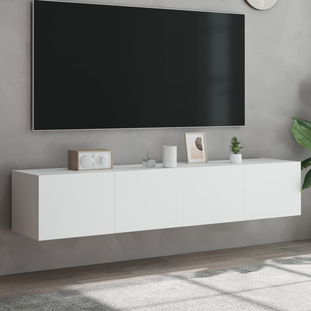 TV nástenné skrinky s LED svetlami 2 ks biele 80x35x31 cm