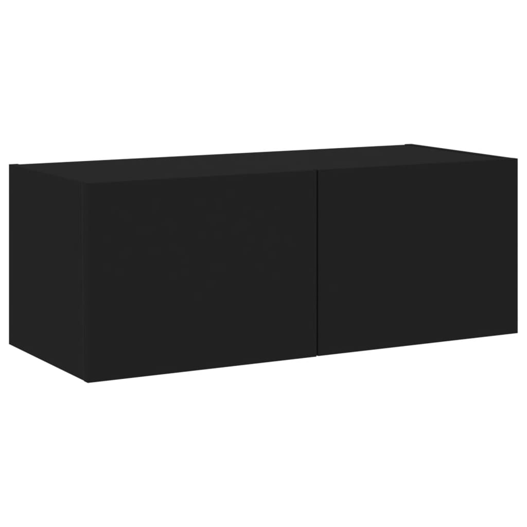 TV nástenná skrinka s LED svetlami čierna 80x35x31 cm