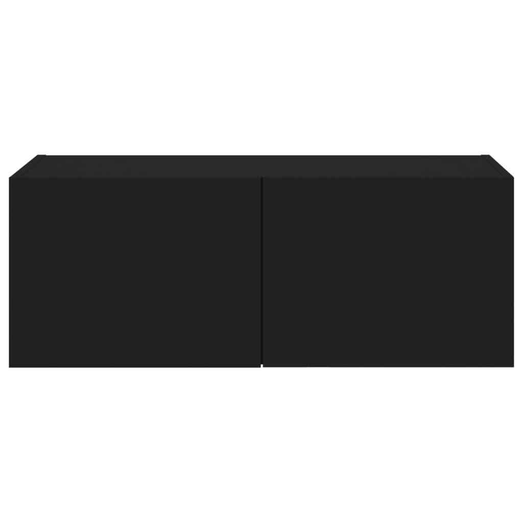 TV nástenná skrinka s LED svetlami čierna 80x35x31 cm