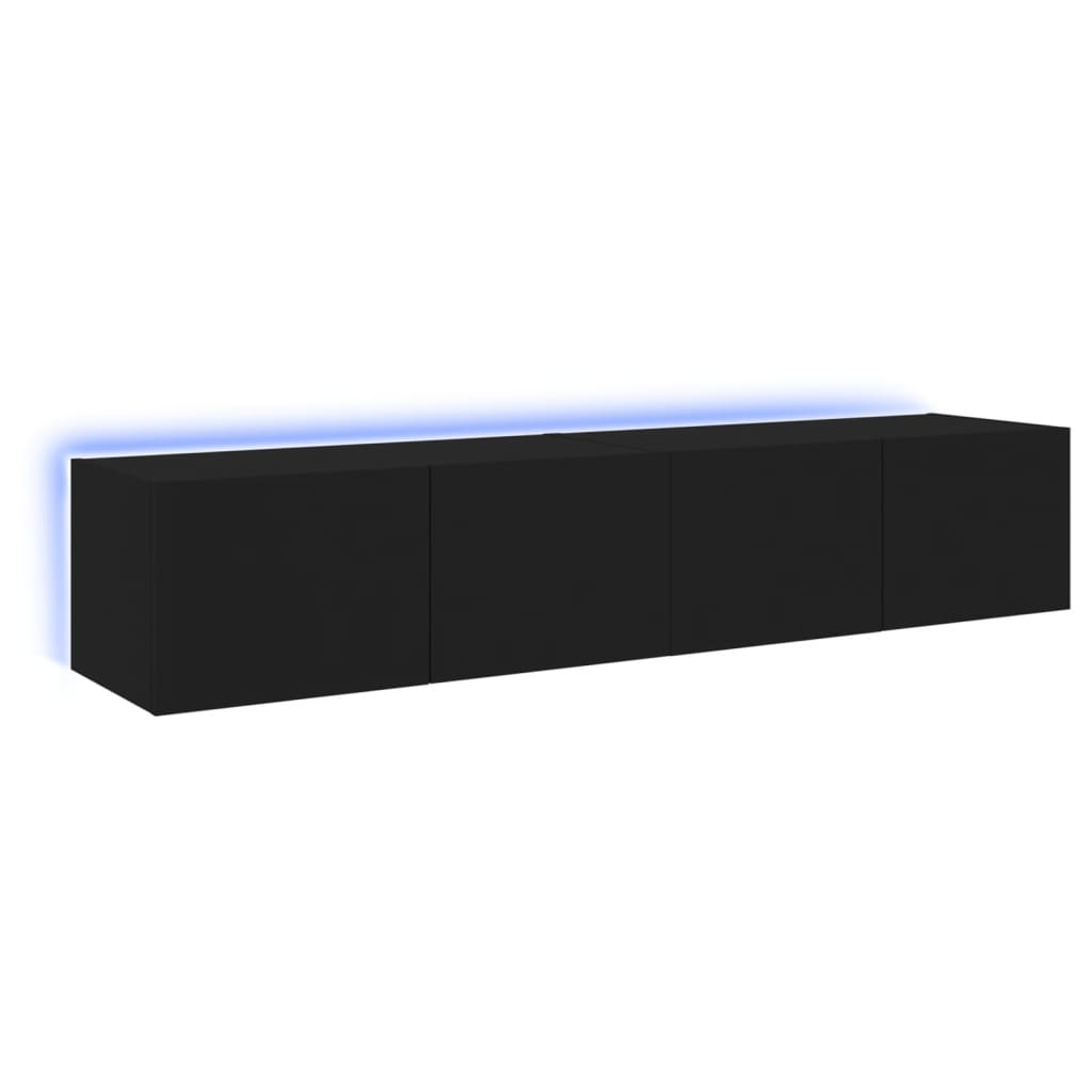 TV nástenné skrinky s LED svetlami 2 ks čierne 80x35x31 cm