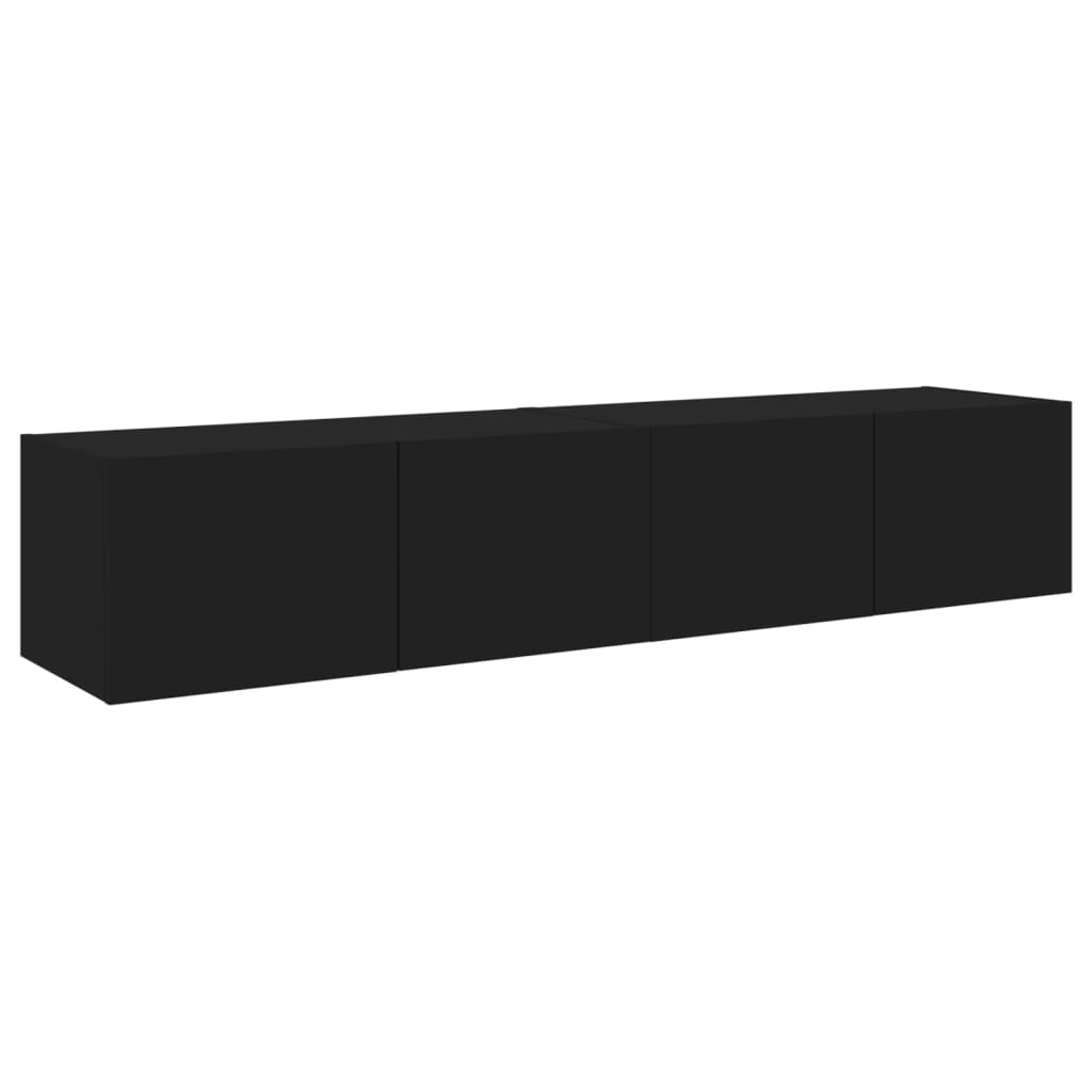 TV nástenné skrinky s LED svetlami 2 ks čierne 80x35x31 cm