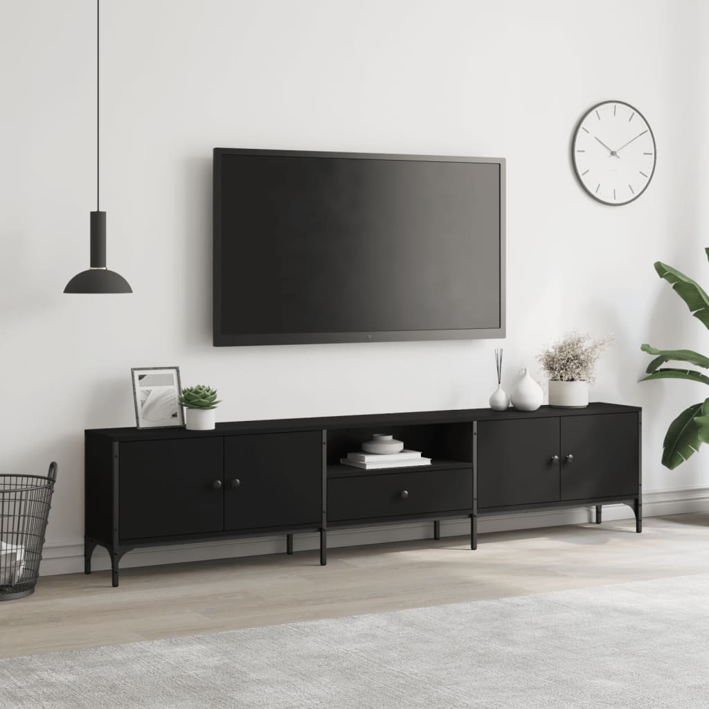 TV skrinka so zásuvkou čierna 200x25x44 cm kompozitné drevo