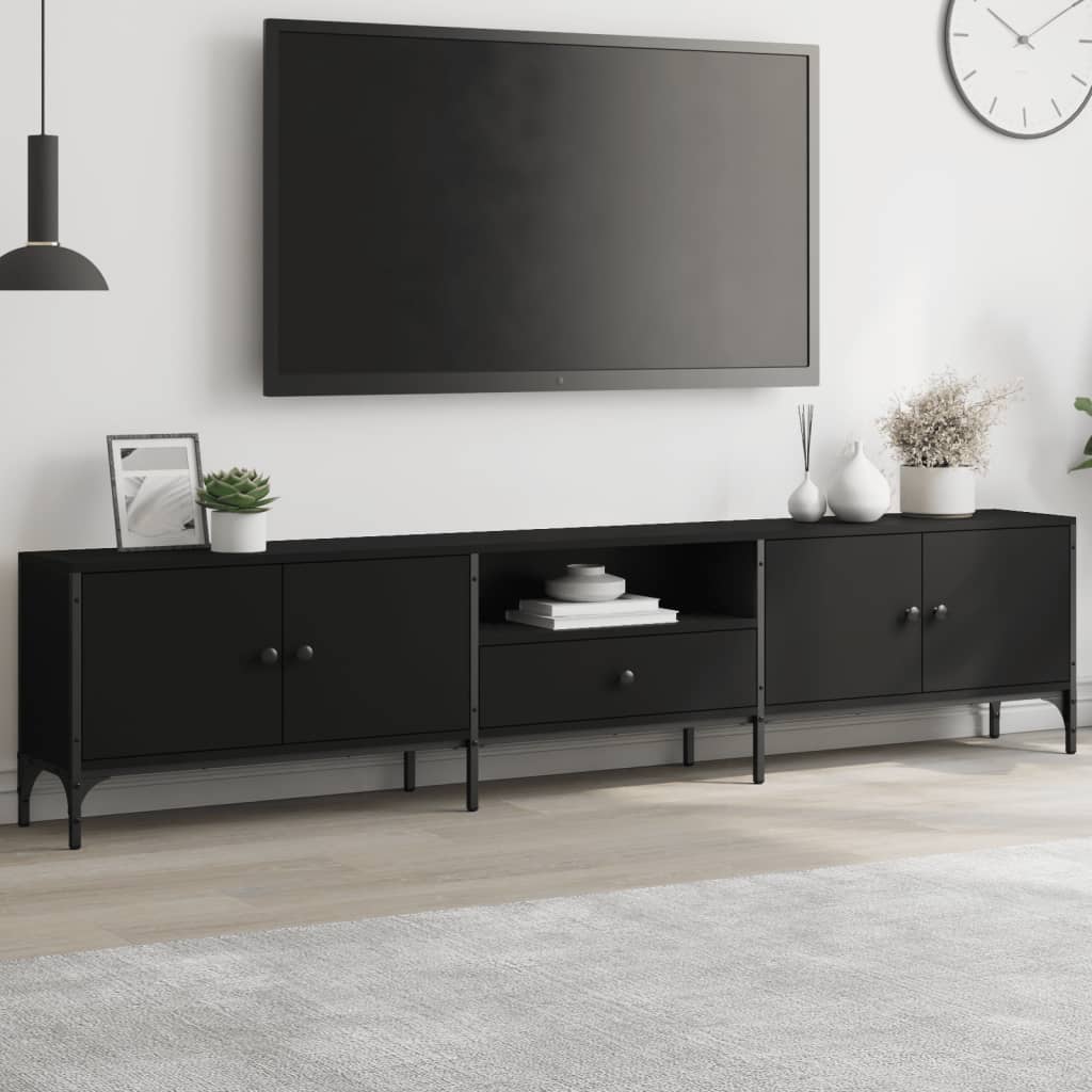TV skrinka so zásuvkou čierna 200x25x44 cm kompozitné drevo