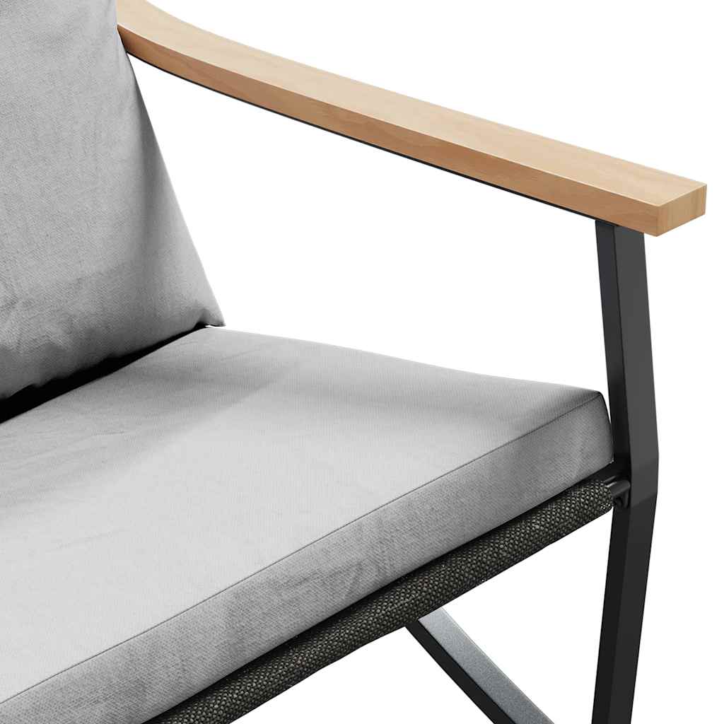 Záhradná lavička s vankúšmi 120 cm čierna oceľ