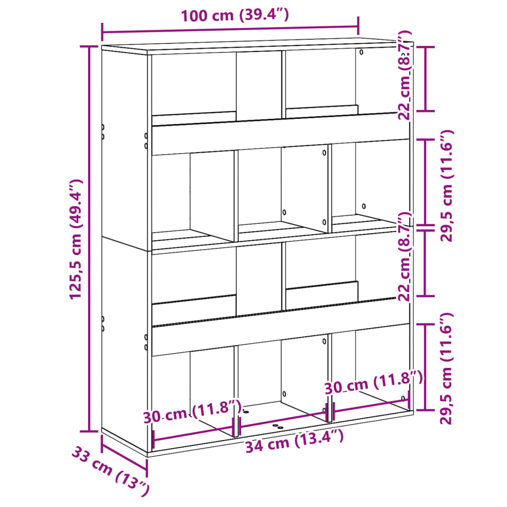 Deliaca stena dub sonoma 100x33x125,5 cm kompozitné drevo