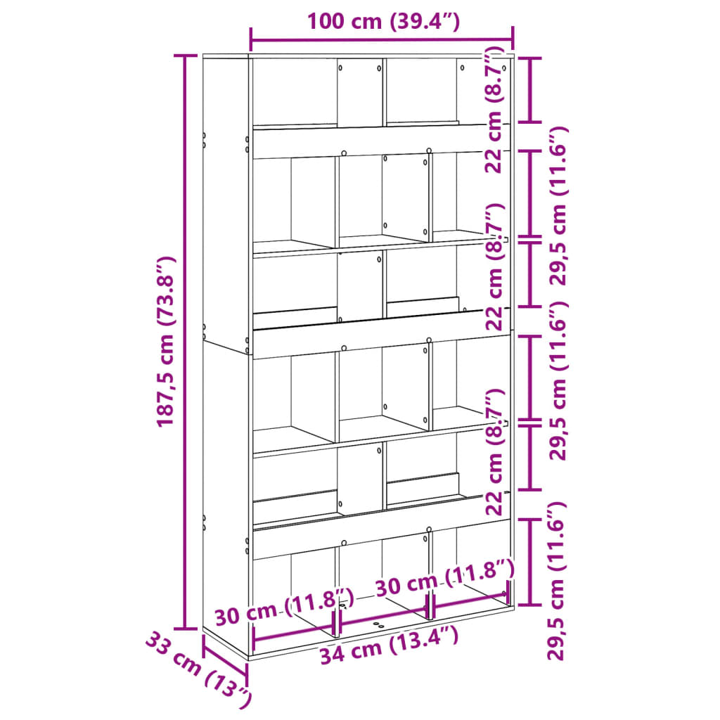Deliaca stena dub sonoma 100x33x187,5 cm kompozitné drevo