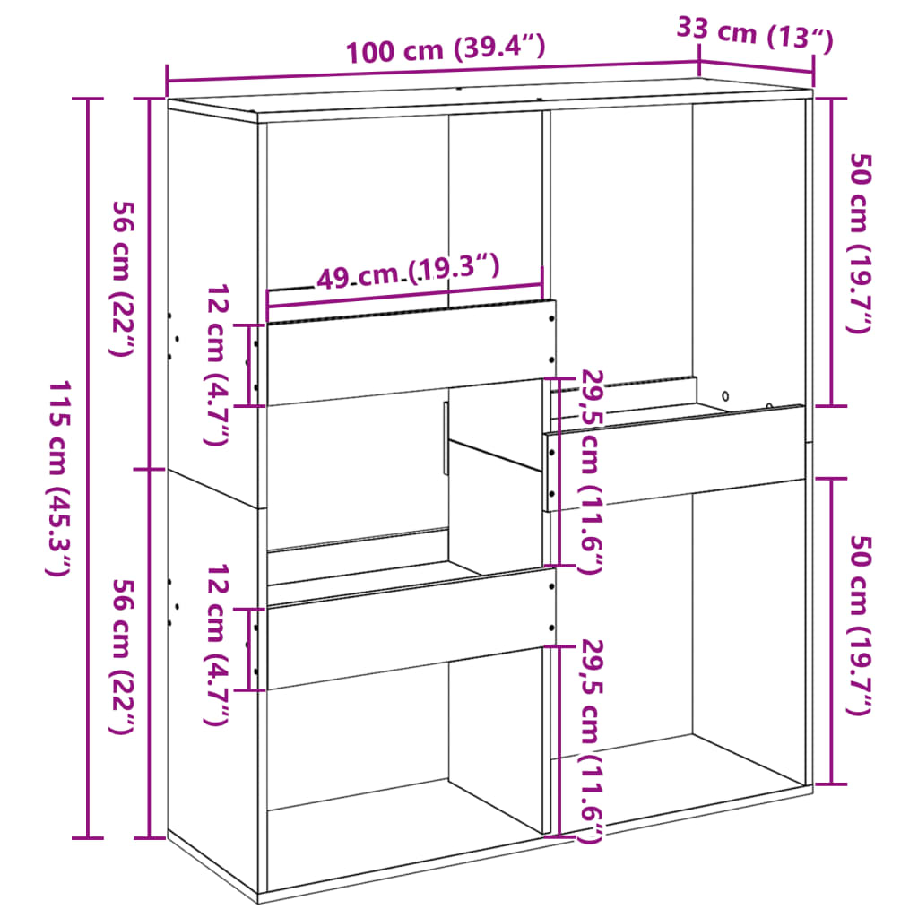 Deliaca stena dub artisian 100x33x115 cm kompozitné drevo