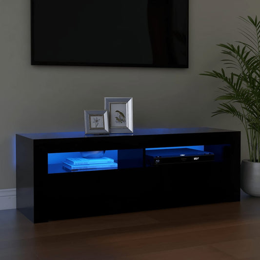 TV skrinka s LED svetlami čierna 120x35x40 cm
