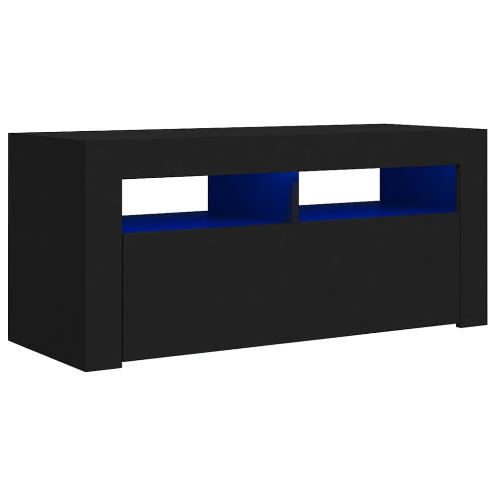 TV skrinka s LED svetlami čierna 90x35x40 cm