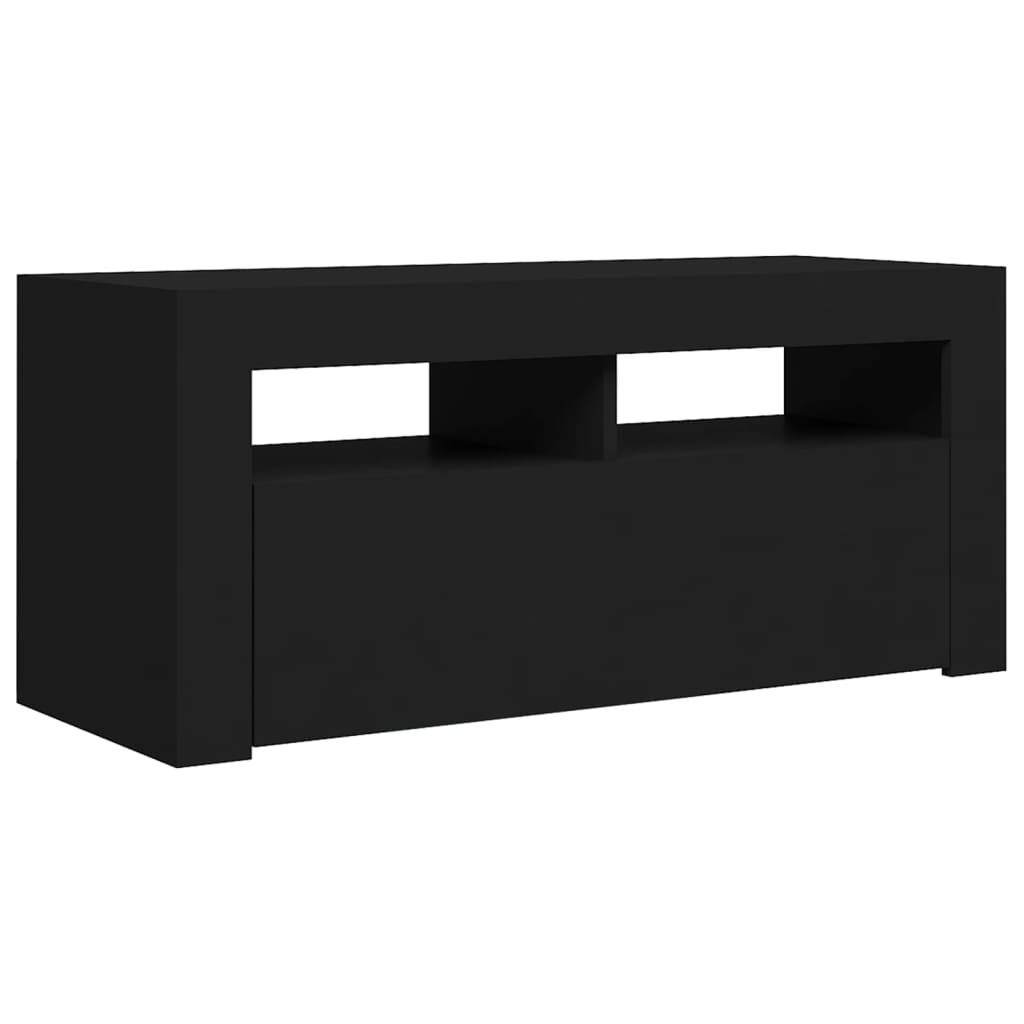 TV skrinka s LED svetlami čierna 90x35x40 cm