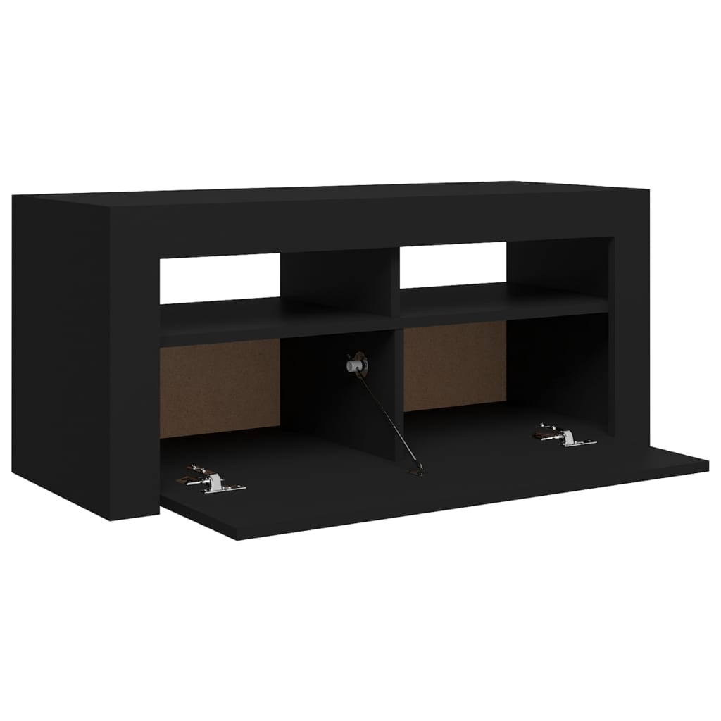 TV skrinka s LED svetlami čierna 90x35x40 cm