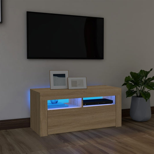 TV skrinka s LED svetlami dub sonoma 90x35x40 cm