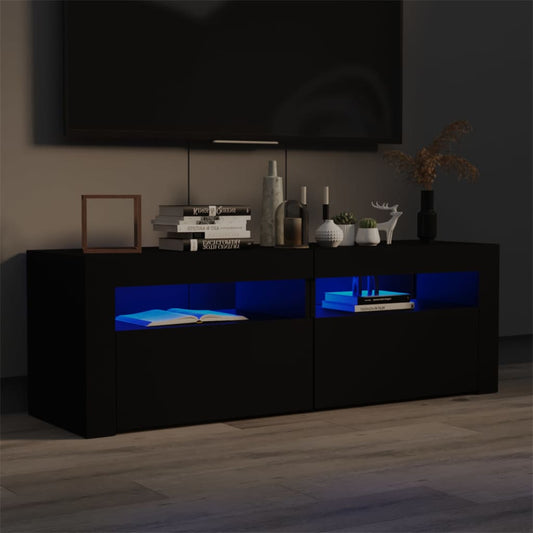TV skrinka s LED svetlami čierna 120x35x40 cm