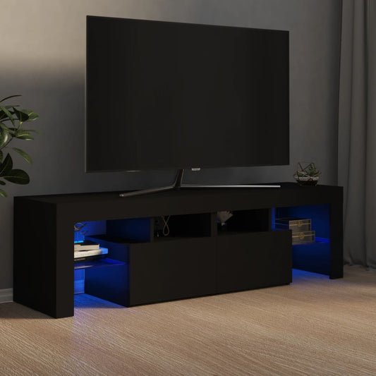 TV skrinka s LED svetlami, čierna 140x36,5x40 cm