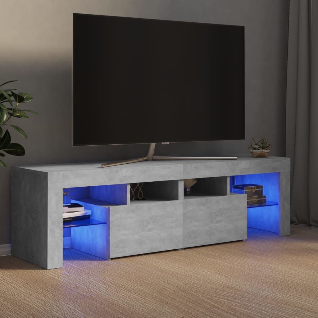 TV skrinka s LED svetlami, betónovo sivá 140x36,5x40 cm