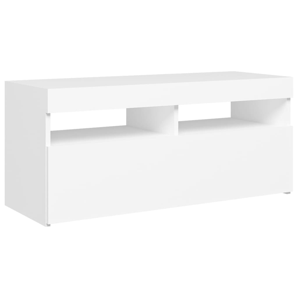 TV skrinka s LED svetlami biela 90x35x40 cm