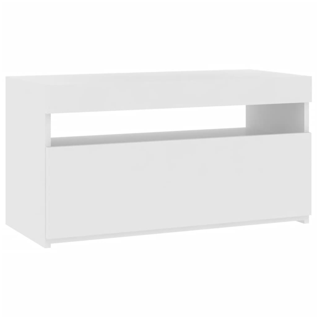 TV skrinka s LED svetlami biela 75x35x40 cm