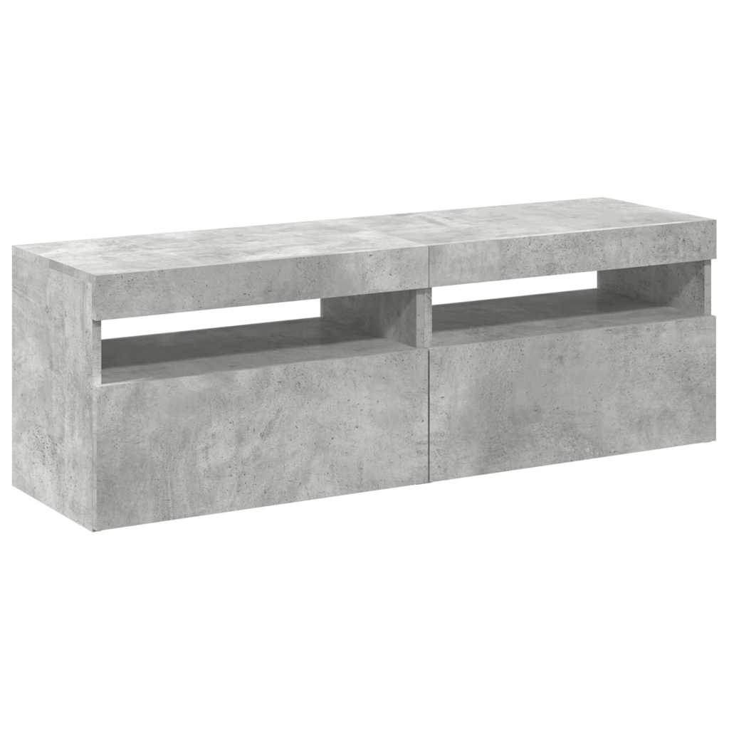 TV skrinky s LED svetlami 2 ks betónové sivé 60x35x40 cm