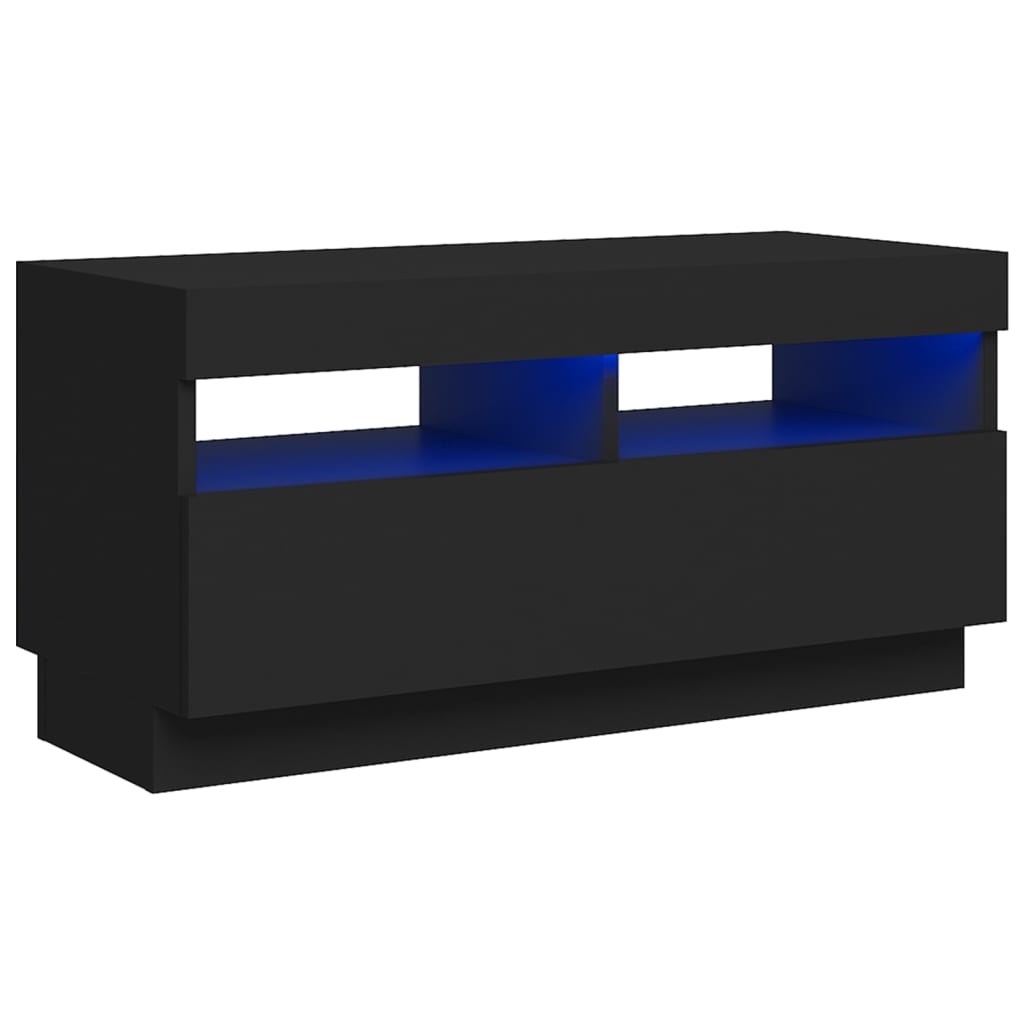 TV skrinka s LED svetlami čierna 80x35x40 cm