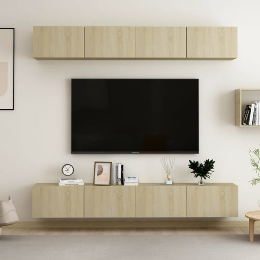 TV skrinky 4 ks, dub sonoma 100x30x30 cm, kompozitné drevo