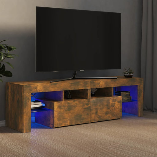 TV skrinka s LED svetlami dymový dub 140x36,5x40 cm